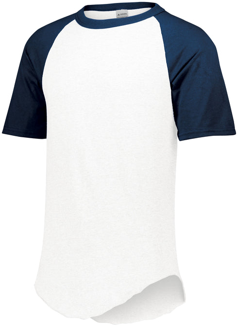 Augusta Sportswear Youth Short Sleeve Baseball Jersey (424), Color 'White/Navy'